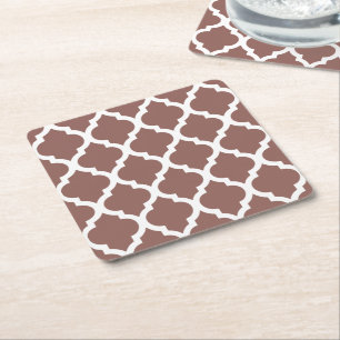 Dessous De Verre Carré Cognac Cuir Brown Marocain Trellis
