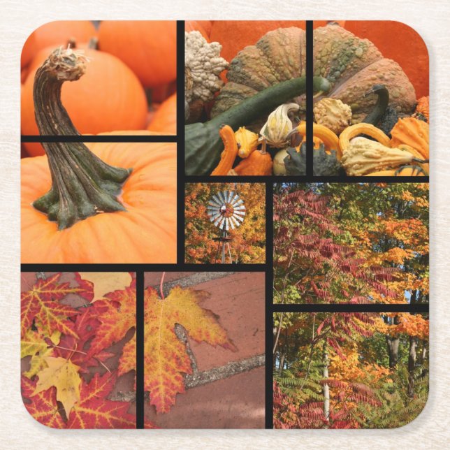Dessous De Verre Carré Collage d'automne (Devant)