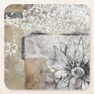 Dessous De Verre Carré Collage Fleur II