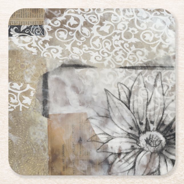 Dessous De Verre Carré Collage Fleur II (Devant)