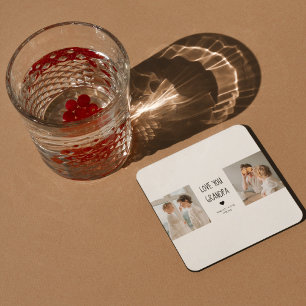 Dessous De Verre Carré Collage moderne Photo Love You Grand-père Meilleur