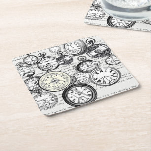 Dessous De Verre Carré Collage Montre de Goût Victorien Alice au Pays des