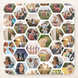 Dessous De Verre Carré Collage photo Motif Hexagon géométrique