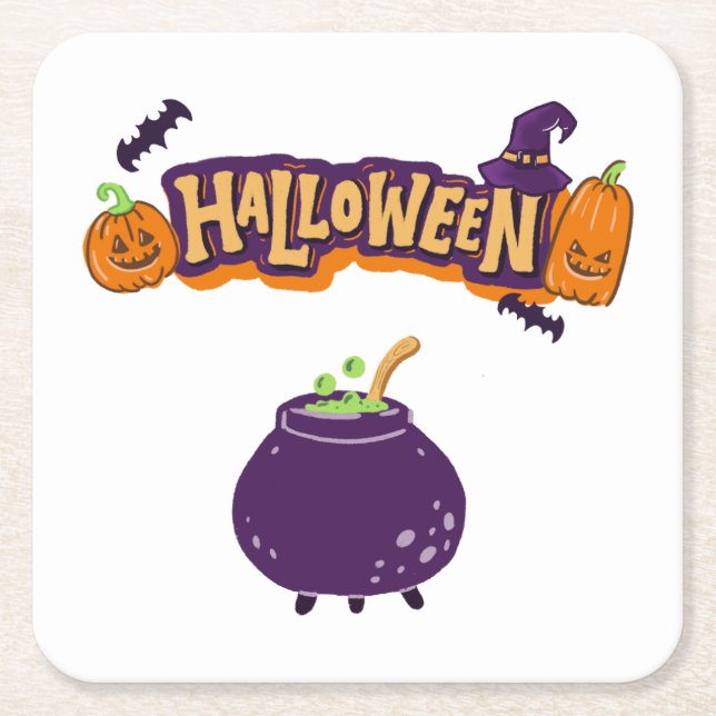Dessous De Verre Carré Collection de fêtes d'Halloween ! (Devant)