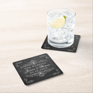 Dessous De Verre Carré Collection de Mariages Ornate Chalkboard