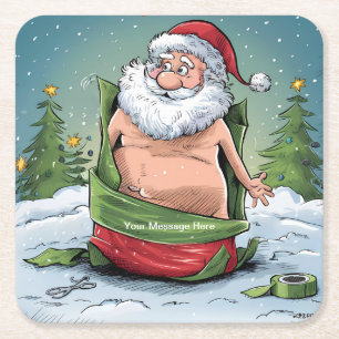 Dessous De Verre Carré Collection de Noël Funny Dirty Santa