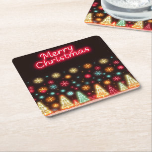 Dessous De Verre Carré Collection de Noël Neon tendance