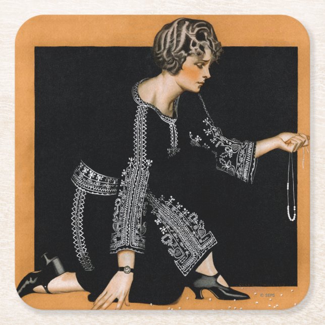 Dessous De Verre Carré Collier de perle cassé (Devant)