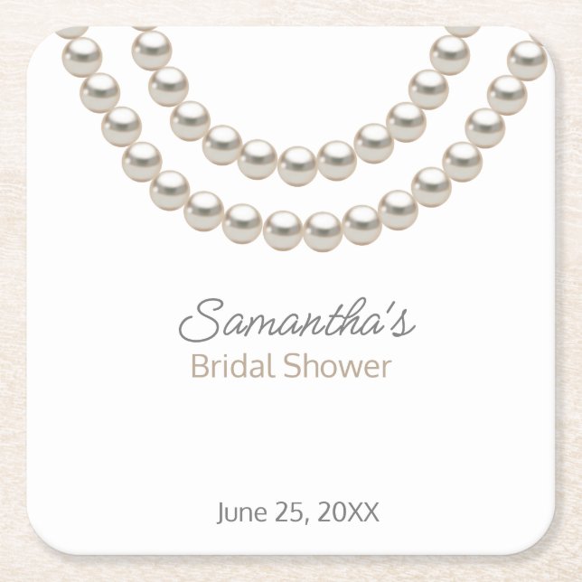 Dessous De Verre Carré Collier de perles élégant Baby Shower (Devant)