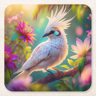 Dessous De Verre Carré Colombe fantaisiste à plumage juvénile crêté