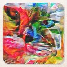Coloré Abstrait expressionniste Art Chat Imprimer"