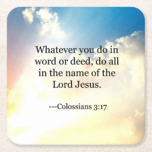 Dessous De Verre Carré Colossian 3:17, Christian Bible Scripture,