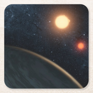 Dessous De Verre Carré Concept de l'artiste illustrant Kepler-16b.