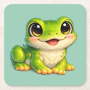 Dessous De Verre Carré Conception d'animal Kawaii de grenouille mignonne