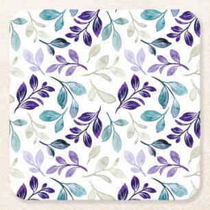 Dessous De Verre Carré Conception de feuilles d'aquarelle harmonieuses