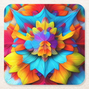 Dessous De Verre Carré Conception de Mandala Florale colorée