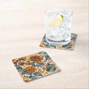 Dessous De Verre Carré Conception de motif de tournesols dansants