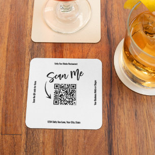 Dessous De Verre Carré Conception d'entreprise Scan Me Code QR Minimalist