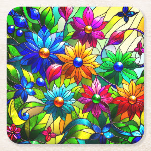 Dessous De Verre Carré Conception des fleurs