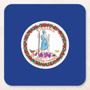 Dessous De Verre Carré Conception du drapeau de l'État de Virginie