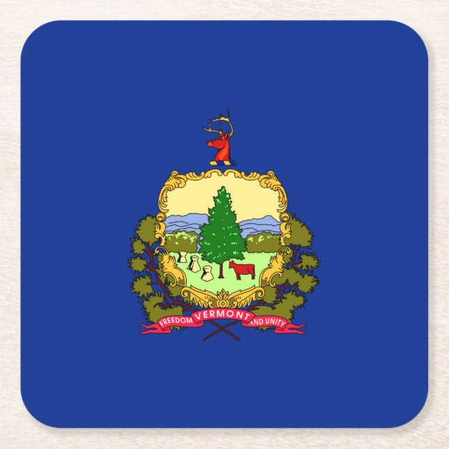 Dessous De Verre Carré Conception du drapeau d'état du Vermont (Devant)
