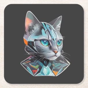 Dessous De Verre Carré Conception géométrique futuriste des chats