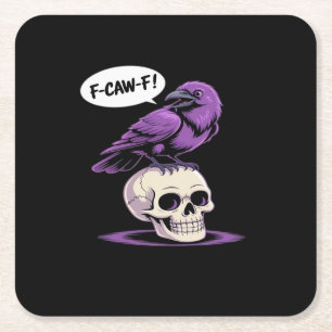 Dessous De Verre Carré Conception graphique d'humour d'Halloween crâne de