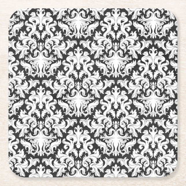 DESSOUS DE VERRE CARRÉ CONCEPTION NOIRE ET BLANCHE (Devant)