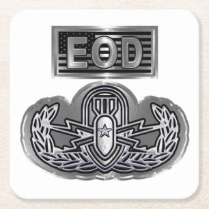 Dessous De Verre Carré Conception spéciale "Badge EOD senior et drapeau U