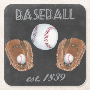 Dessous De Verre Carré Conception vintage du tableau de baseball
