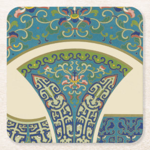 Dessous De Verre Carré Conceptions bleues d'Oriental avec les visages de