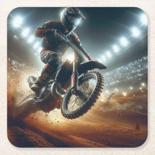 Dessous De Verre Carré Concurrence MotoCross très Cool Rendu numérique