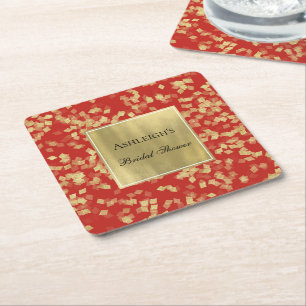 Dessous De Verre Carré Confettis Glam Or Rouge