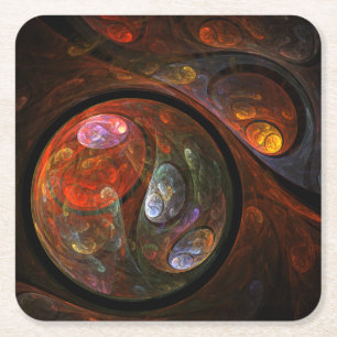 Dessous De Verre Carré Connexion fluide Art Abstrait