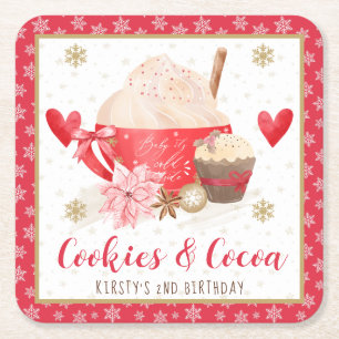 Dessous De Verre Carré Cookies rouges et Cocoa 2e anniversaire