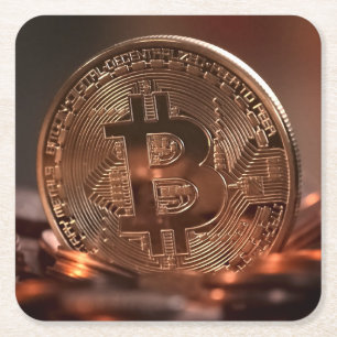 Dessous De Verre Carré Cool et stash Bitcoin brillant