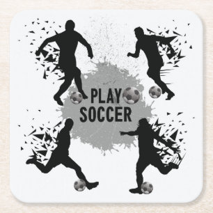 Dessous De Verre Carré Cool Jouer des silhouettes de football