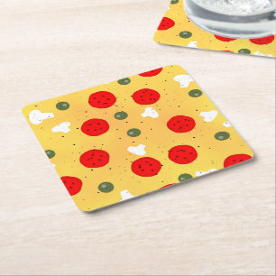 Dessous De Verre Carré Cool plaisir pizza fête anniversaire de enfant