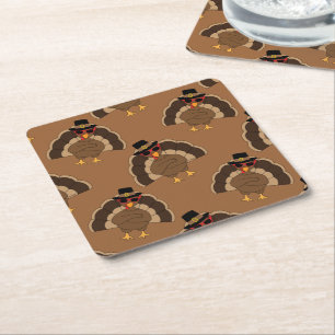 Dessous De Verre Carré Cool Turquie Thanksgiving fun brown motif
