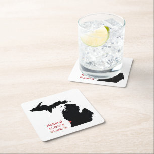 Dessous De Verre Carré Coordonnées GPS de Holland Michigan