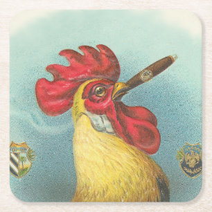 Dessous De Verre Carré Coq de tabagisme