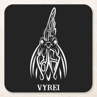 Dessous De Verre Carré Coq tribal noir et blanc