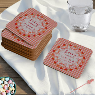 Dessous De Verre Carré Coquette Berry Premier Anniversaire Rouge Gingham