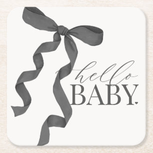 Dessous De Verre Carré Coquette noire Bow Girl Décor Baby shower