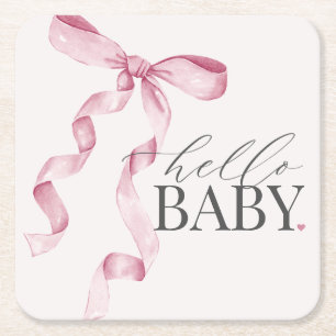 Dessous De Verre Carré Coquette Rose Bow Girl Baby shower Décor