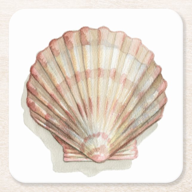 Dessous De Verre Carré Coquillage rose et crème (Devant)