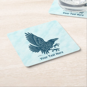 Dessous De Verre Carré Corbeau bleu dansant
