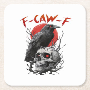 Dessous De Verre Carré Corbeau, F-Caw-F Drôle d'oiseau F-Caw-F Lune Gothi