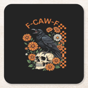 Dessous De Verre Carré Corbeau F-Caw-F Drôle Halloween Gothique Créatif