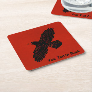 Dessous De Verre Carré Corbeau rouge